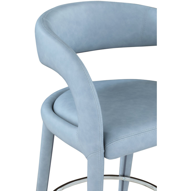 Arthur-William Faux Leather Counter Stool, Light Blue Vegan Leather