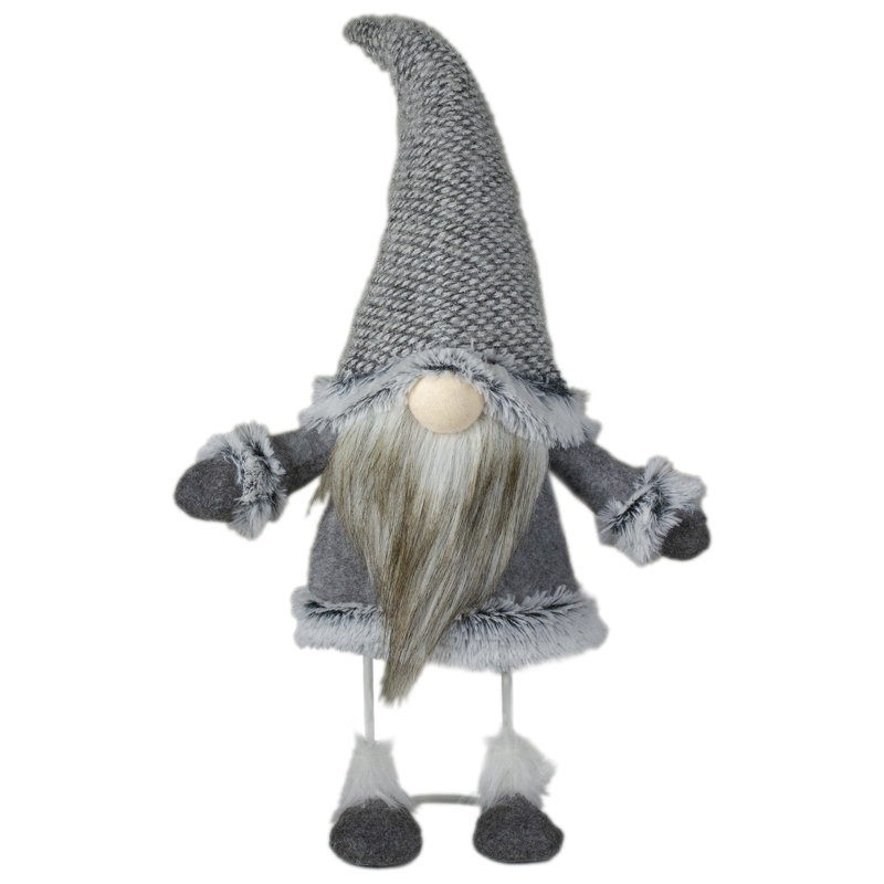 Décoration de Noël de table gnome debout 17 po gris et beige