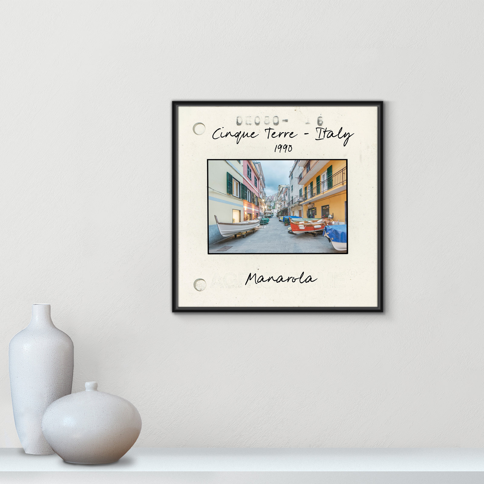 Ritona "Cinque Terre - Manarola" Print, Black Floater Framed Canvas, 25.5" H x 25.5" W x 2" D