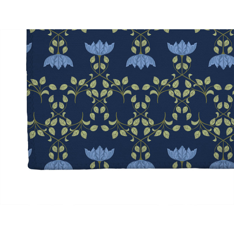Tapis de cuisine léger Anjelica, Rectangle 5 pi x 7 pi, Marine