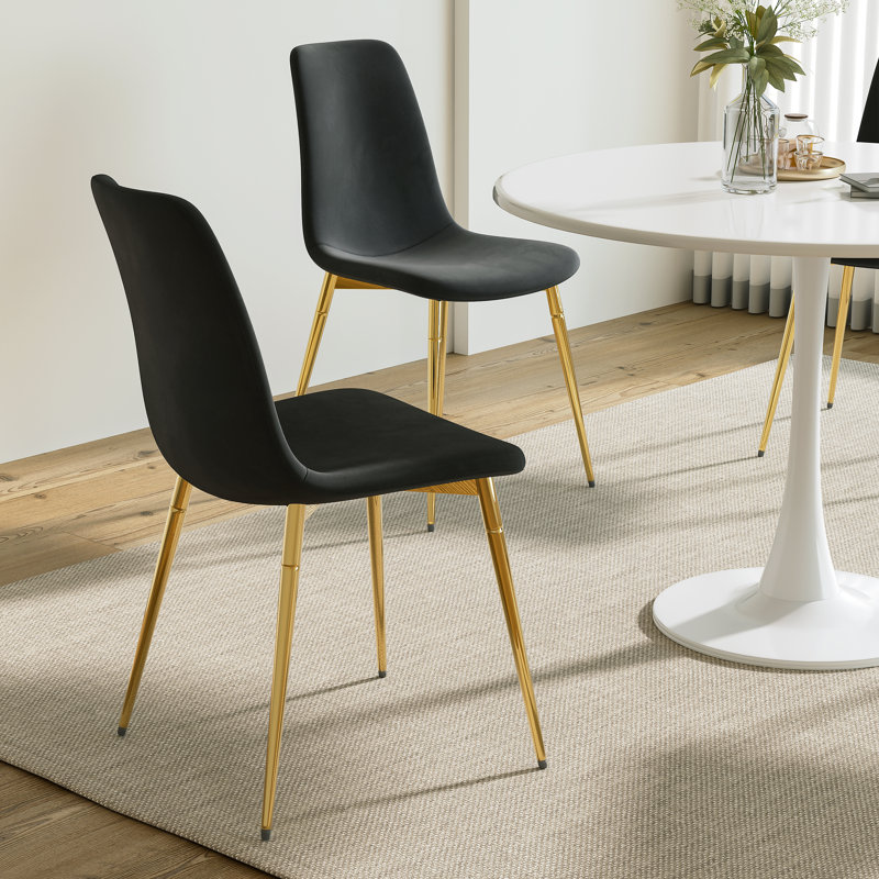 5 - Piece Pedestal Dining Set, White, Black/Gold
