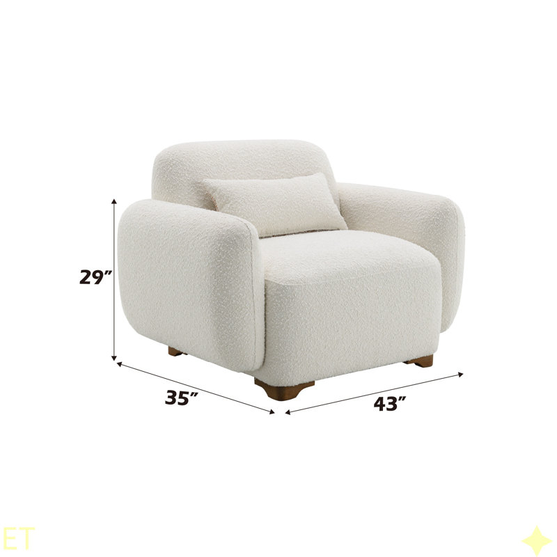 Fauteuil d'appoint Darius Beige Boucle avec 1 coussin décoratif