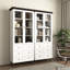 Grand garde-manger de cuisine - rangement autoportant blanc avec tablettes réglables et armoire vitrée