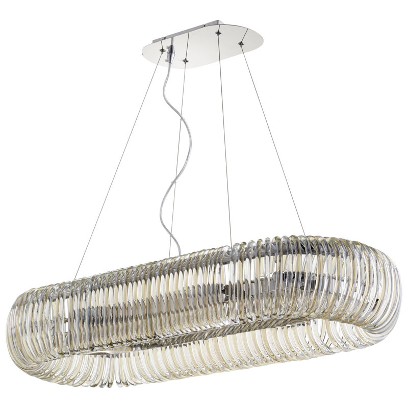 Modern Chrome and Glass Oval Pendant Light