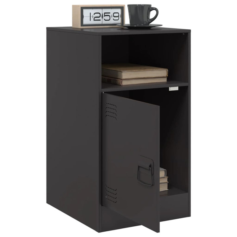 Raahima 34.5cm W Steel Bedside Table, Black