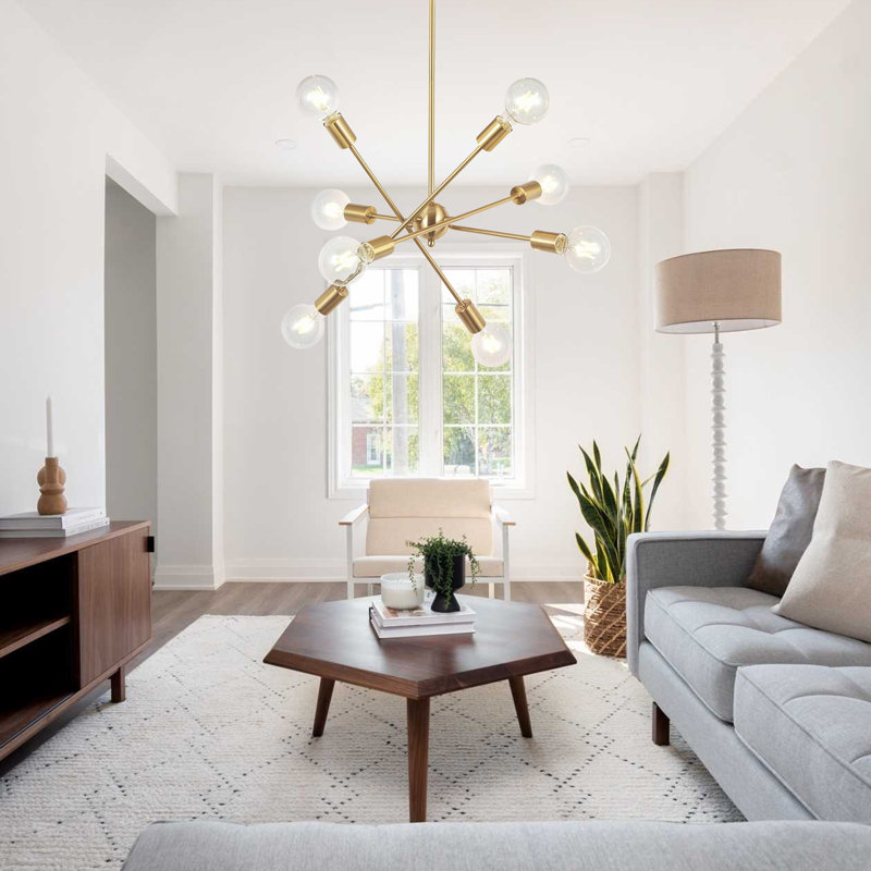 Luminaire suspendu lustre spoutnik 8 lumières Nichole, Laiton