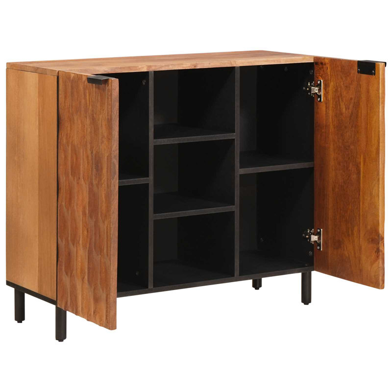 90cm Sideboard, Black/Acacia Brown 