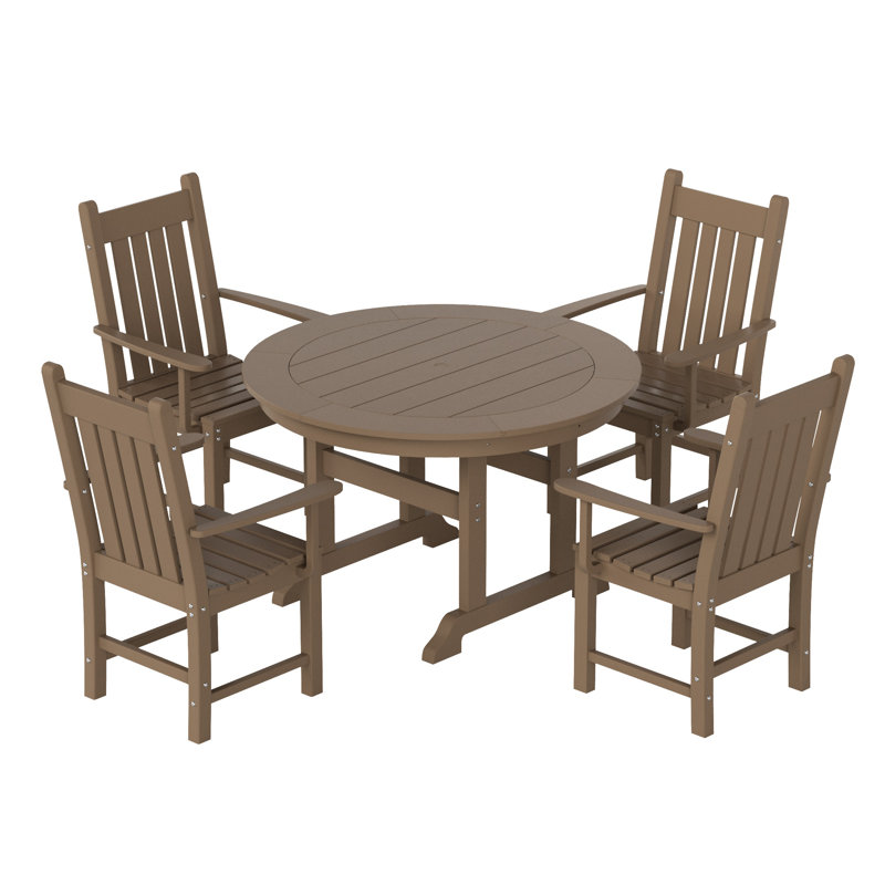 Laguna 4 - Person Patio Dining Set with Round Table, Weathered Wood