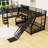 Metal L-Shaped Bunk Bed With Built-In Desk And Slide And Shelves-1032303314