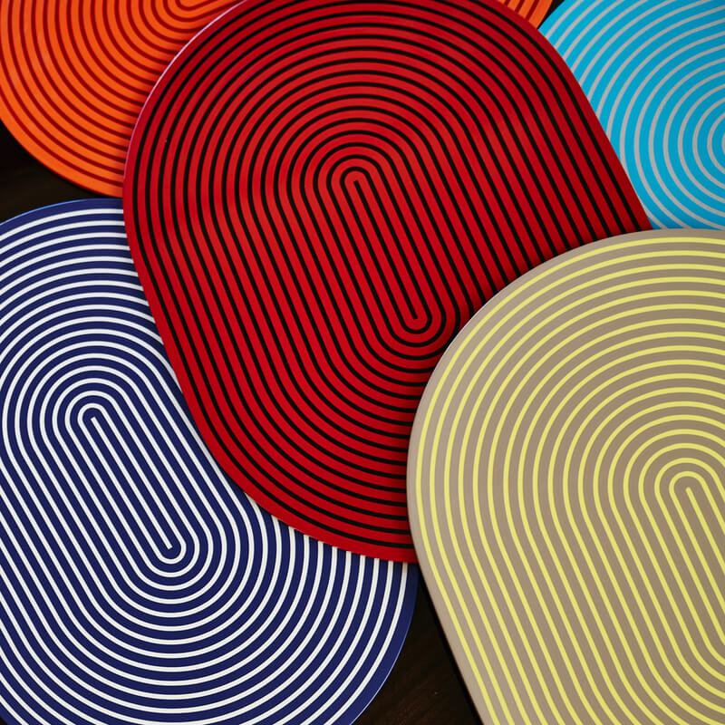 Lacquer Stripe Placemats, Yellow/Gray
