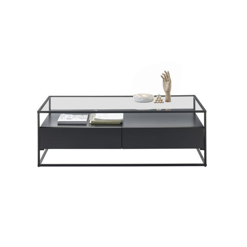 Frame Coffee Table with Storage, Black