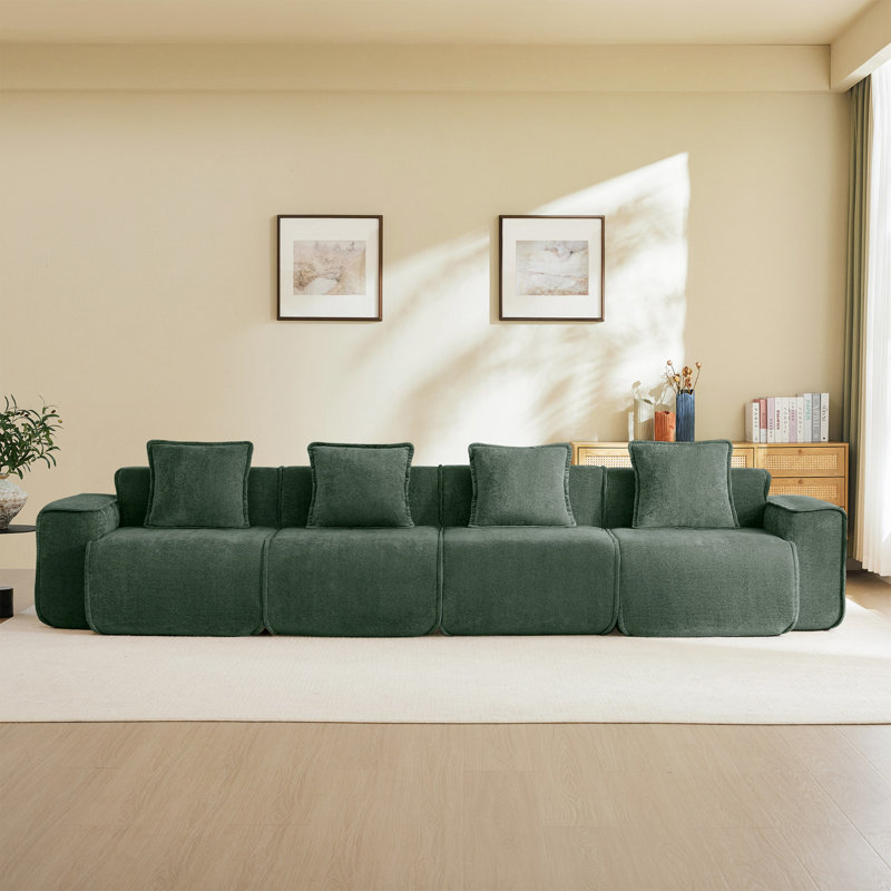Boneless Harrison LSF&RSF Sofa Velvet, 31.1" H x 138.58" W x 38.2" D, 4, Green