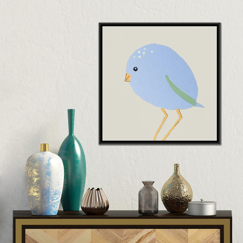 Sweet Little Blue Bird 1 Piece Wall Art on Canvas, 45.72 cm H x45.72 cm W x 4.445 cm D, Black