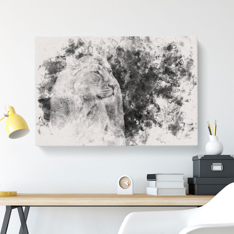 Wild Lioness - Wrapped Canvas Print, 50cm H x 76cm W x 3cm D