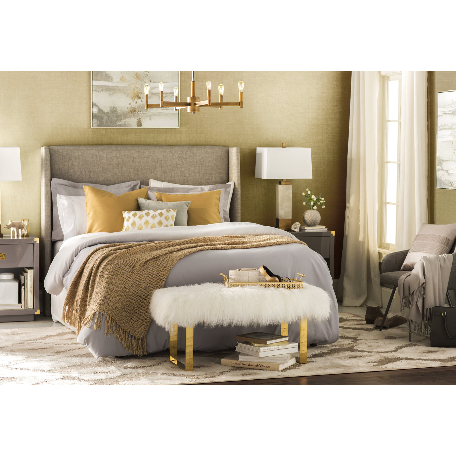 Tuscany Dimmable Chandelier, Satin Nickel, 9.25'' H X 26'' W X 26'' D