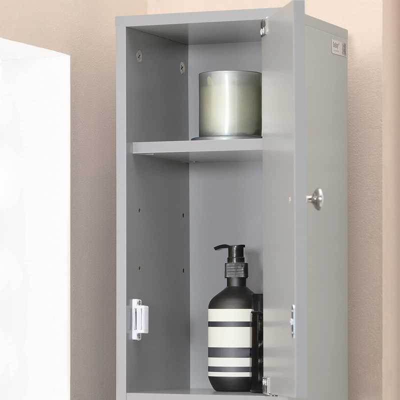 Munford Freestanding 20cm W Linen Cabinet, Grey