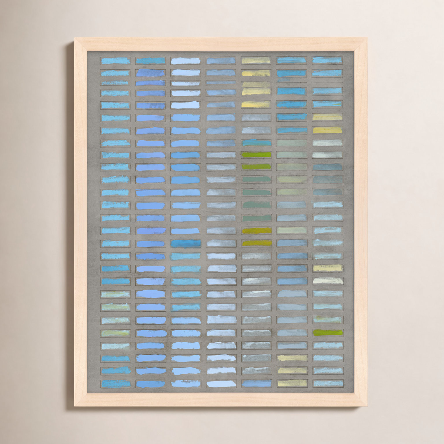 Beyond The Blues by Jacques Pilon, Maple Framed, 30" H x 24" W x 1.25" D