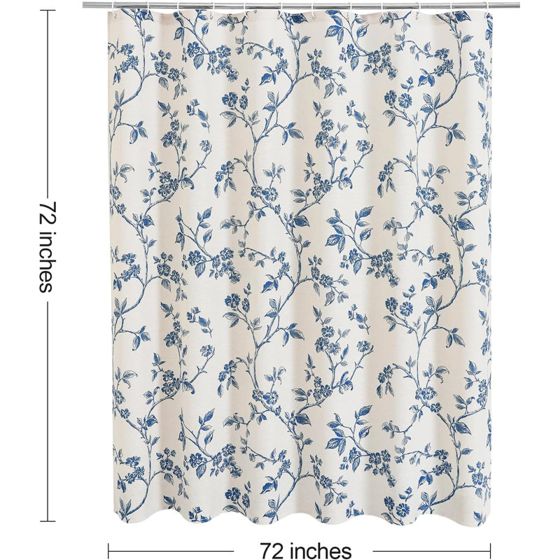 Ensemble de rideau de douche bleu Boho, rideaux de douche en coton Cottagecore Spring