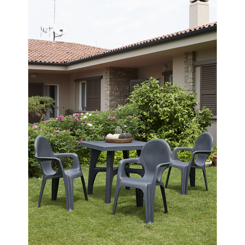 Seren Stacking Patio Dining Armchair, Anthracite Grey