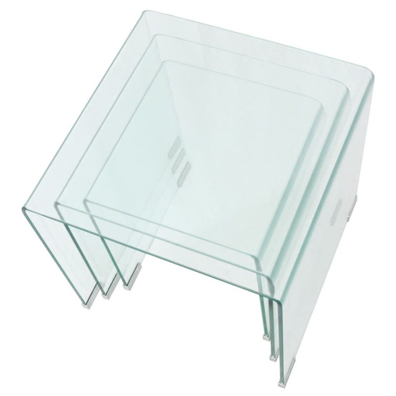 Shauny Glass Top Sled Nesting Tables