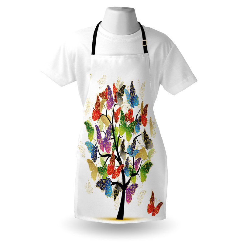 Multicolore East Urban Home, tablier coloré unisexe, feuille papillon floral, taille adulte
