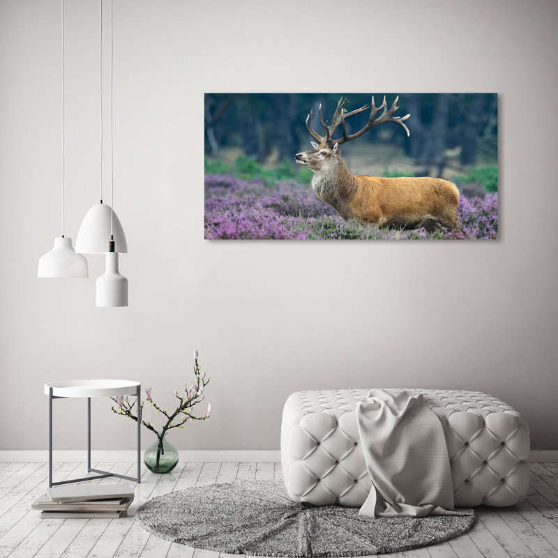 Deer Among Lavender - Wrapped Canvas Print