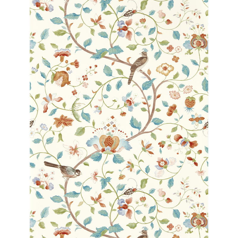 Arils Garden Wallpaper, Teal/Russet