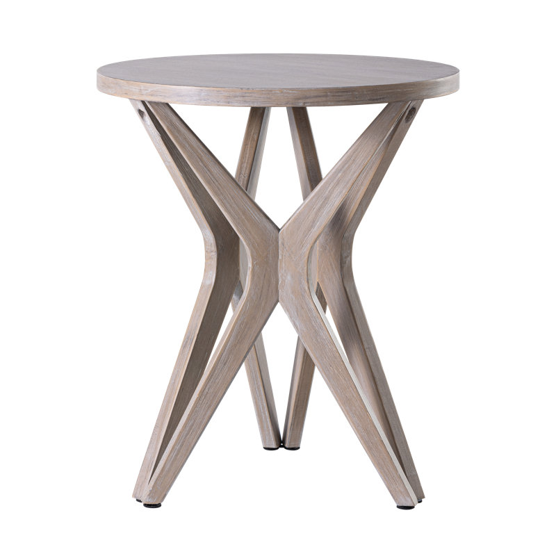 Moty Crossed Legs Round End Table, with Tripod Base for Modern Farmhouse, Boho, Gray