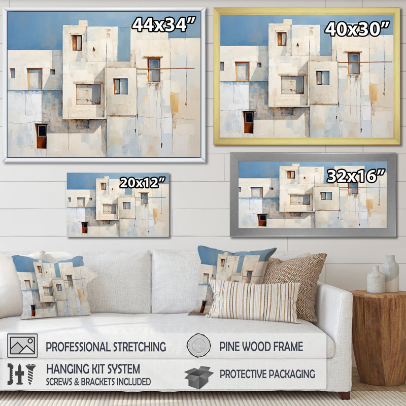 Doux couleur cubique Beach House I - plage et océan, reproduction d'art sur toile, Toile tendue, H 12 po x l 20 po x P 1 po