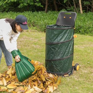 Wheeled Trash Bag Holder 30-60 Gallon Leaf Bag Holder, 2-in-1 Multipurpose  500 lb Folding Cart