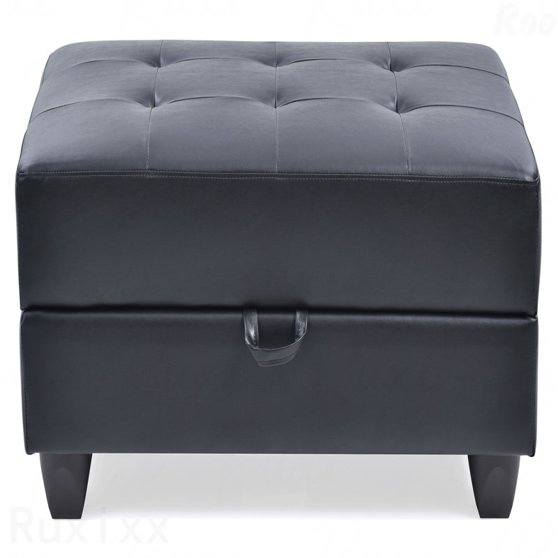 Repose-pieds élégant et contemporain en tissu noir, Noir