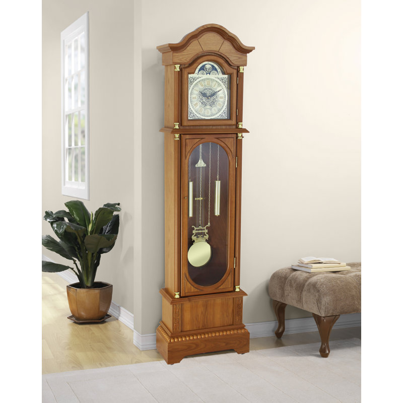 Horloge de grand-père en bois 71,63 po Coston, Chêne mission