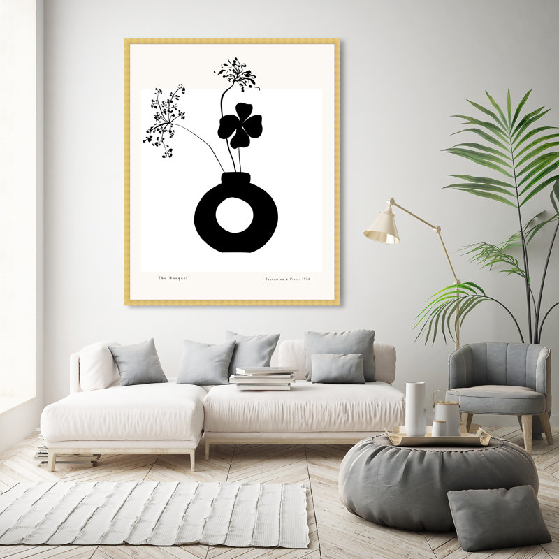 " Black And White Flower In A Vase " by Oliver Gal, Gold, 47" H x 38" W