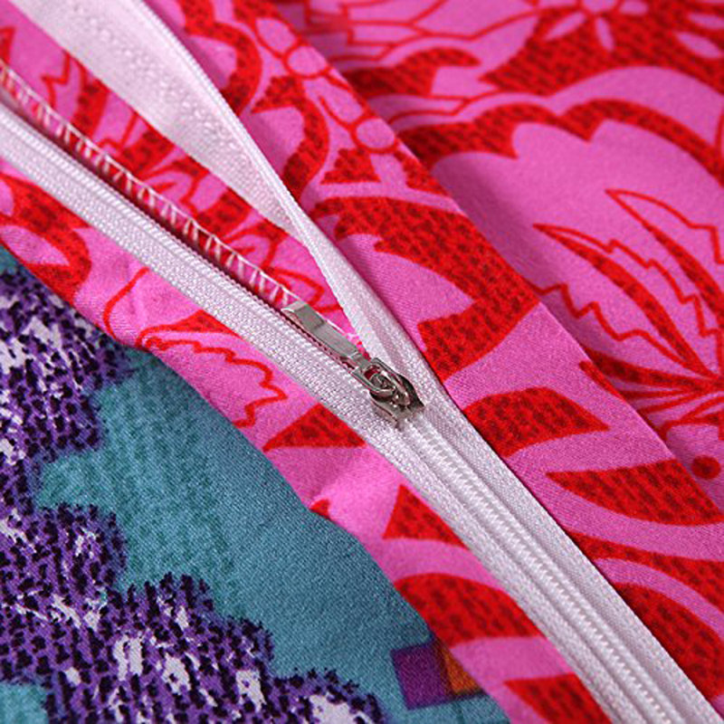Bohemian Polyester Twill Floral Duvet Cover, King Duvet Cover + 2 Pillow Cases