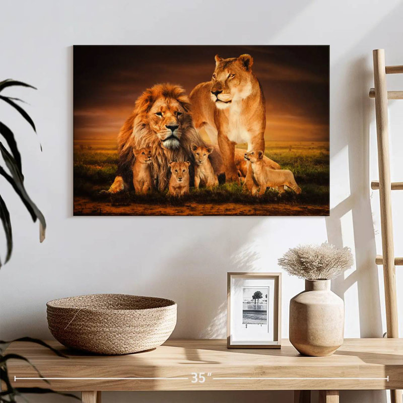 Lion Family, 16" H x 24" W
