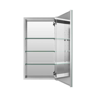 16'' W X 30'' H Aluminum Bathroom Medicine Cabinet With Adjustable Shelves And Right Swing Door