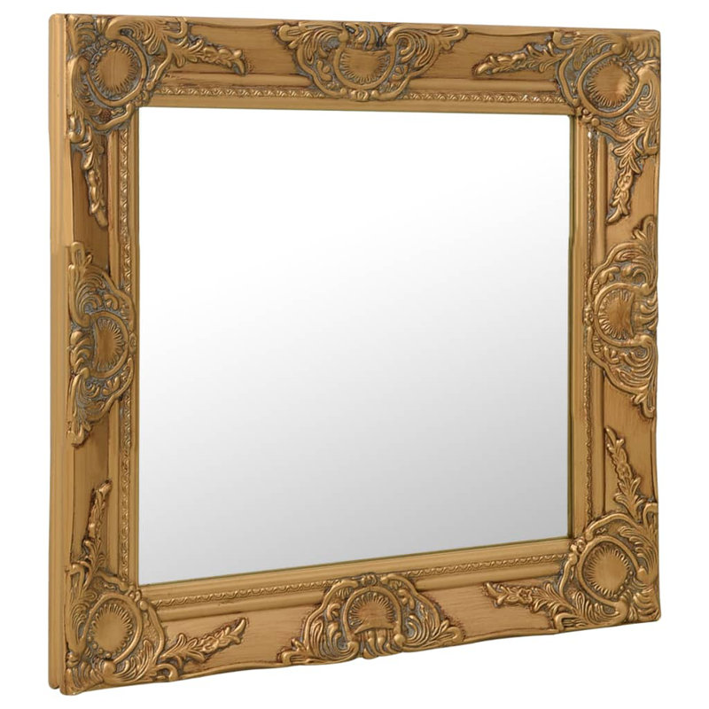Ginsberg Wood Square Wall Mirror, 50cm H x 50cm W, Gold