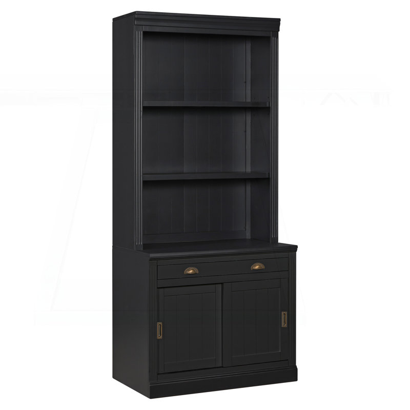 Sophisticated Tall Bookshelf with LED Lights and Versatile Storage Options, Black