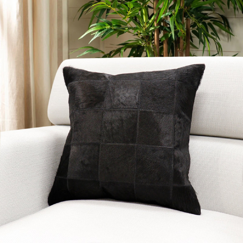 Safari Checkered Cowhide Throw Pillow