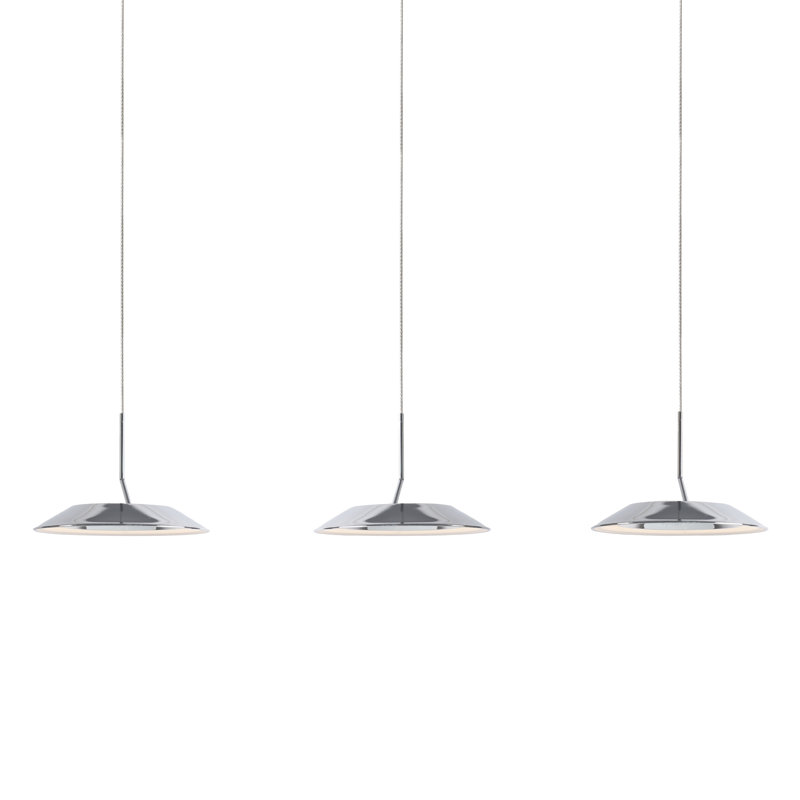 Royyo Sleek Modern 3-Light LED Linear Pendant in Chrome and Matte White