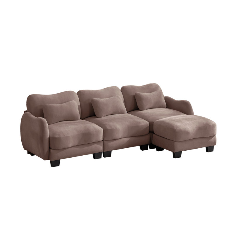 Canapé modulaire en L avec repose-pieds, Rose Dust