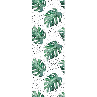 Wilhelm Removable Watercolor Monstera Leafs 8.33' L x 25" W Peel and Stick Wallpaper Roll