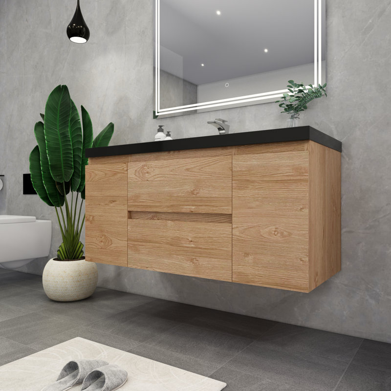 Castin 48" Wall-Mounted Single Bathroom Vanity Set, England Oak
