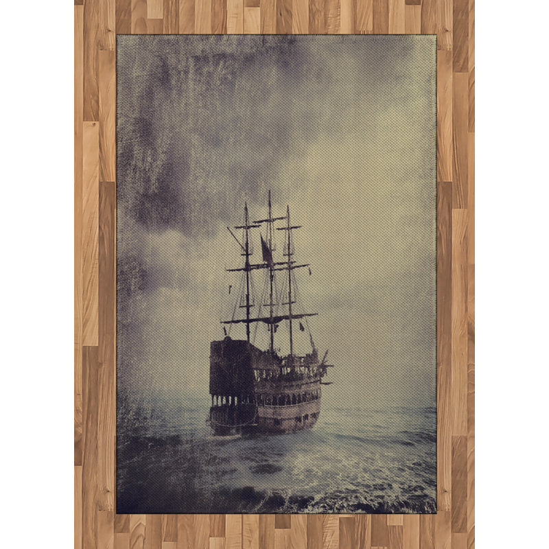 Nautical High Density Long Fiber Poly Threads Decorative Area Rug Carpet, Rectangle 4' x 5'8"