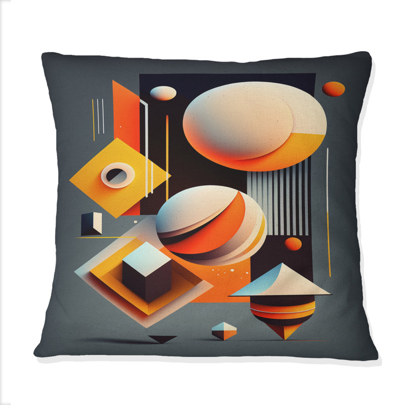 Graphic Retro Compositions VI - Coussin décoratif à imprimé géométrique abstrait