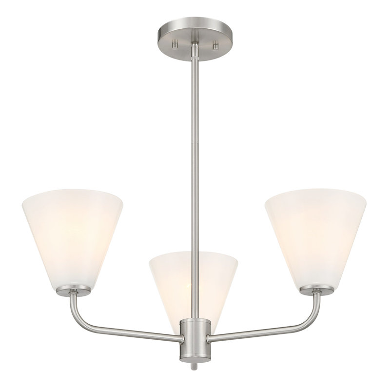 Lustre Hashimoto , H 9 po x l 24 po x P 24 po, 3 lumières, Nickel satiné