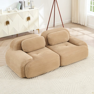82'' 2-Seat Sofa In Corduroy Fabric Modular For Free