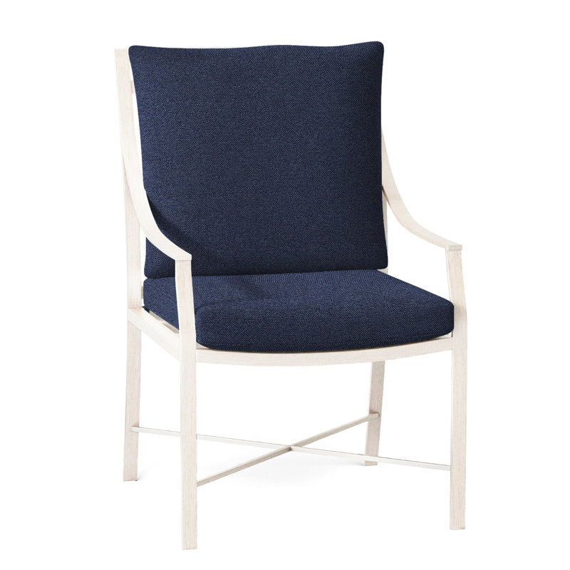 Monaco Patio Dining Armchair with Cushions, Slate Gray, Intermix Indigo, No Welt
