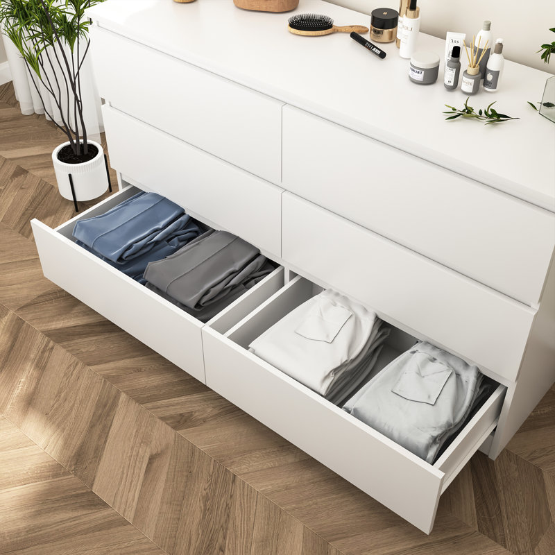 Bisset 47.25'' W 6 - Drawer Dresser, White