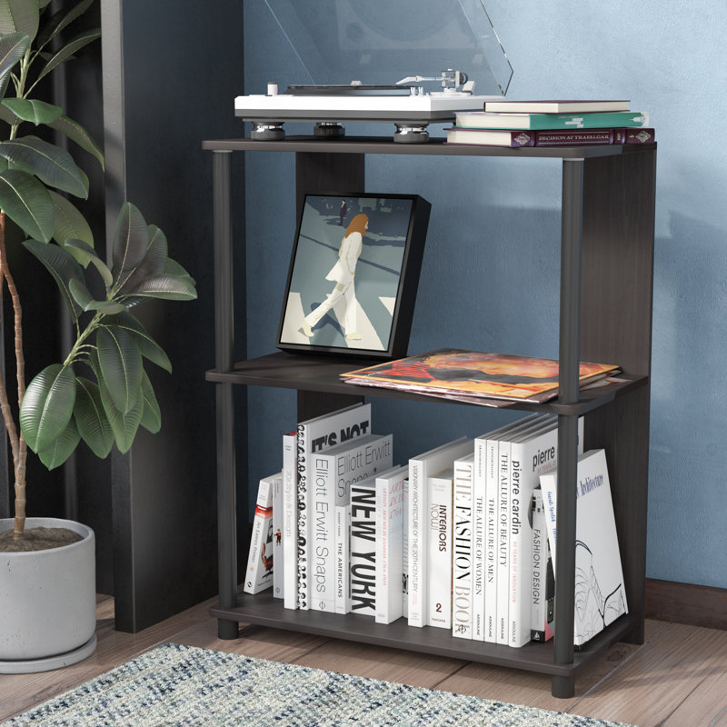 Raife 75.7cm H x 60cm W Etagere Bookcase, Walnut/Black